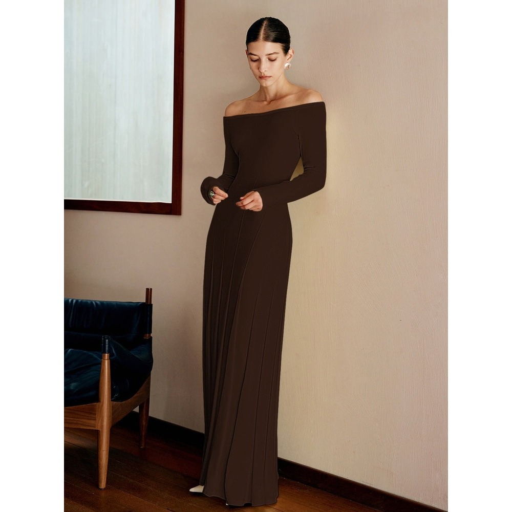 Commense Off The Shoulder Long Sleeve Gown Maxi Dress Elegant Evening Formal